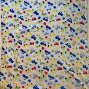 Colorful Cars and Stars Baby Blanket